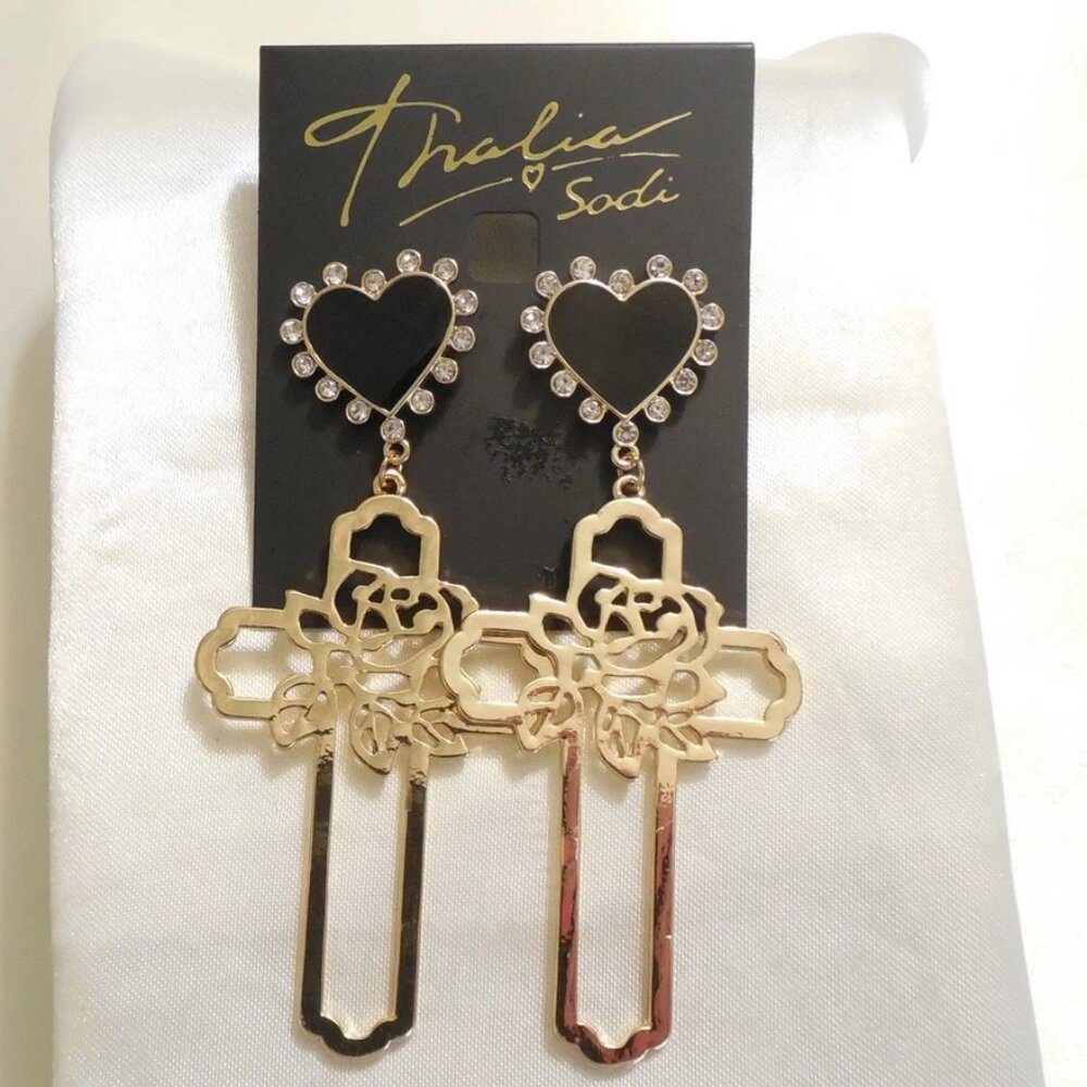 NWT- Thalia Sodi - Cross & Heart Stud Drop Earrings